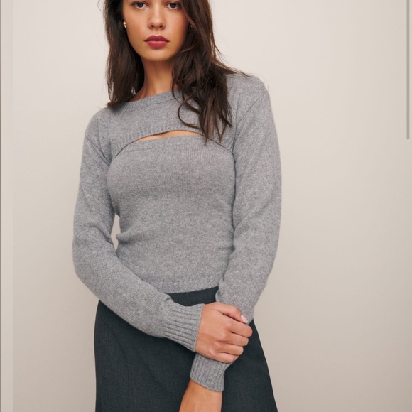 Reformation Maddy Cashmere Sweater Set Grey - Size L - Picture 1 of 5